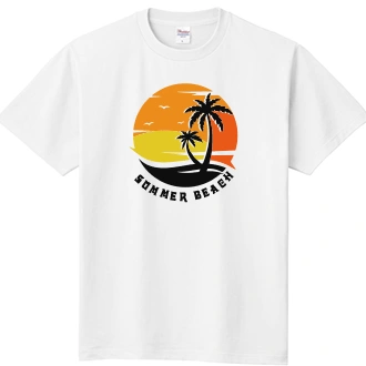 Up-T公式の定番Tシャツ商品画像。棕櫚の図柄はプリント例です